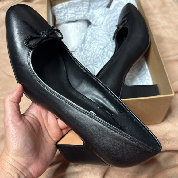 30. Steve Madden Women's Cohen Block-Heel Ballet Pumps - Black Leather Elegant - Picture 3 of 3